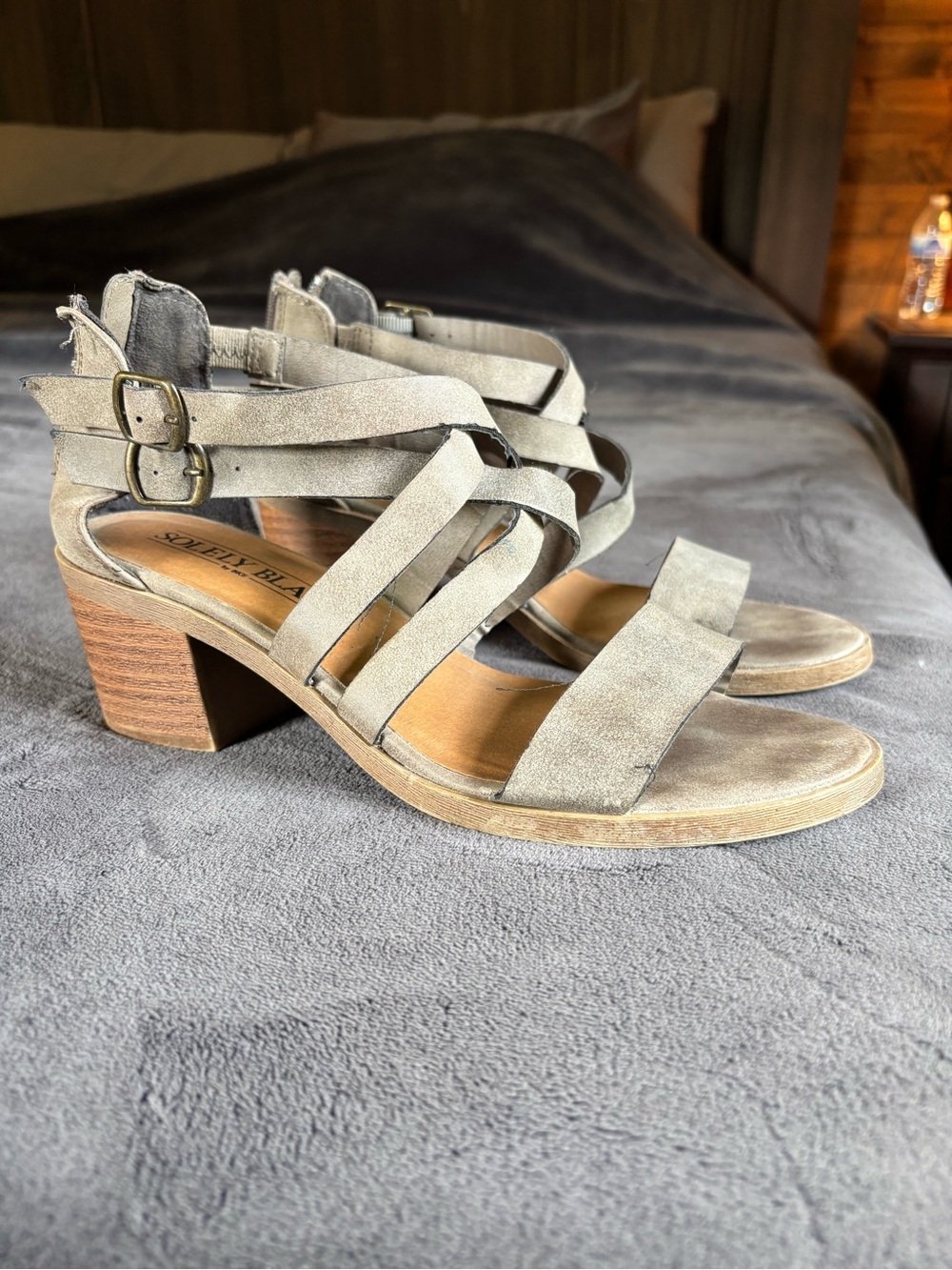 Solely Black by BKE Strappy Block Heel Sandals Size 8.5